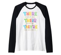 There Their They're Funny Grammar English Teacher Humor Camiseta Manga Raglan