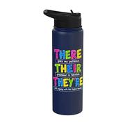 There Their They're Funny Grammar English Teacher Humor Stainless Steel Insulated Water Bottle