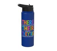 There Their They're Funny Grammar English Teacher Humor Stainless Steel Insulated Water Bottle