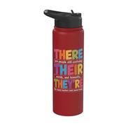 There Their They're Funny Grammar English Teacher Humor Stainless Steel Insulated Water Bottle