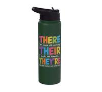 There Their They're Funny Grammar English Teacher Humor Stainless Steel Insulated Water Bottle