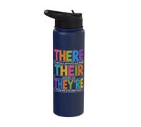 There Their They're Funny Grammar English Teacher Humor Stainless Steel Insulated Water Bottle