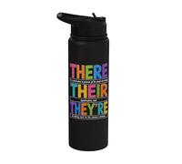 There Their They're Funny Grammar English Teacher Humor Stainless Steel Insulated Water Bottle