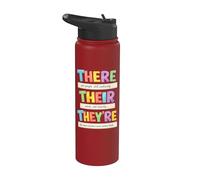 There Their They're Funny Grammar English Teacher Humor Stainless Steel Insulated Water Bottle