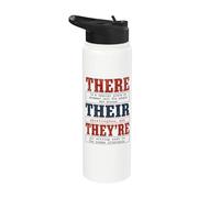 There Their They're Funny Grammar English Teacher Humor Stainless Steel Insulated Water Bottle