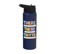 There Their They're Funny Grammar English Teacher Humor Stainless Steel Insulated Water Bottle