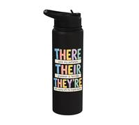 There Their They're Funny Grammar English Teacher Humor Stainless Steel Insulated Water Bottle