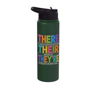 There Their They're Funny Grammar English Teacher Humor Stainless Steel Insulated Water Bottle