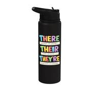 There Their They're Funny Grammar English Teacher Humor Stainless Steel Insulated Water Bottle