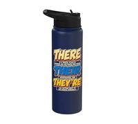 There Their They're Funny Grammar English Teacher Humor Stainless Steel Insulated Water Bottle