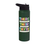 There Their They're Funny Grammar English Teacher Humor Stainless Steel Insulated Water Bottle