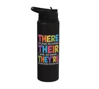 There Their They're Funny Grammar English Teacher Humor Stainless Steel Insulated Water Bottle
