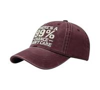 There's A 99% Chance I Don't Care - Gorra bordada para papá, ajustable, desgastada, bordada, I Don't Care, gorra de béisbol, gorra de béisbol, Vino, Talla única