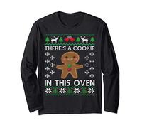 There's a Cookie in This Oven Baby Announcement Christmas Manga Larga