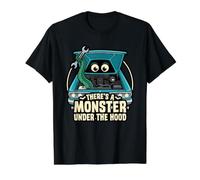 Theres A Monster Under The Car Entusiasta Amante Capucha Divertido Camiseta gráfica económica, Hombre, Negro, S