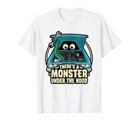Theres A Monster Under The Car Entusiasta Amante Capucha Divertido Camiseta gráfica económica, Hombre, Blanco, M