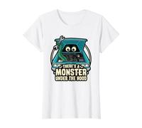 Theres A Monster Under The Car Entusiasta Amante Capucha Divertido Camiseta gráfica económica, Mujer, Blanco, XS