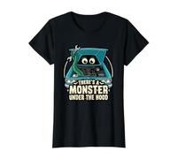 Theres A Monster Under The Car Entusiasta Amante Capucha Divertido Camiseta gráfica económica, Mujer, Negro, XL