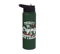 Theres No Crying in Softball Game Sports Baseball Lover Stainless Steel Insulated Water Bottle