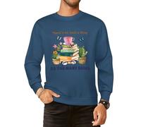 There's No Such Thing As Too Many Books - Sudaderas de algodón con cuello redondo y manga larga para hombre, estilo casual, Estilo azul oscuro, XL