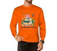 There's No Such Thing As Too Many Books - Sudaderas de algodón con cuello redondo y manga larga para hombre, estilo casual, Estilo naranja medio, XL