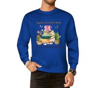 There's No Such Thing As Too Many Books - Sudaderas de algodón con cuello redondo y manga larga para hombre, estilo casual, Estilo azul zafiro, S