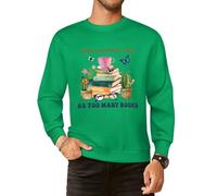 There's No Such Thing As Too Many Books - Sudaderas de algodón con cuello redondo y manga larga para hombre, estilo casual, Estilo verde medio, XXL