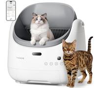Thereye Arenero automático para Gatos autolimpiante, para Varios Gatos, Control de aplicación y sensores de Seguridad, Control de olores, Caja de Arena Abierta con Bolsa de Basura/Gato