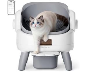 Thereye Arenero Gatos Autolimpiable con Escalón de Entrada,Arenero Automático de Diseño Abierto con Control por Aplicación,Sensor de Seguridad,Protección Anti-atrapamiento y Eliminación de Olores