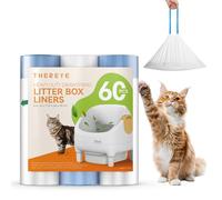 Thereye Bolsas Arenero Gatos de 66 x 30 cm, Bolsa Arenero Gato con Cordón, Bolsas de Basura Compatible con Arenero Gatos Autolimpiable ER-SC06, Gruesa y Duradera, de Gran Capacidad - 60pcs