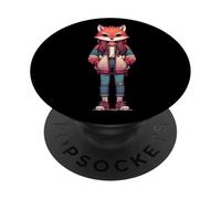 Therian Fox Masked Kids Adventure Animal Juego de rol PopSockets PopGrip Adhesivo