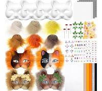 Therian Mask Craft Kit - 4 máscaras en blanco con fieltro, piel y Halloween, malla de la selva Cosplay | Pa for Creative