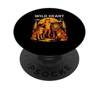 Therian Pride Wild Heart Peludo Lobo PopSockets PopGrip Adhesivo