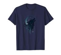 Therian Spirit Animal en el Interior: Aullido de Lobo místico Camiseta, Hombre, Azul Marino, S