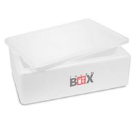 Therm-Box - Caja de poliestireno (29 W, pared de 3 cm, capacidad: 29,1 L, interior 53 x 33 x 16 cm, recipiente térmico reutilizable)