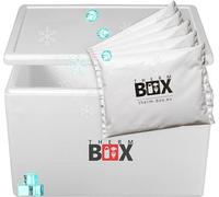 THERM BOX Caja de poliestireno de 61 W con 5 acumuladores de frío para nevera de 61,5 l, interior: 53 x 33 x 34 cm, caja de transporte, recipiente térmico, reutilizable