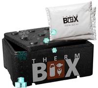 THERM BOX Caja de poliestireno profesional 12BL con 2 acumuladores de frío para nevera Set 12L Interior: 36 x 26 x 13 cm Transportbox reutilizable