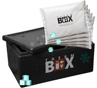 THERM BOX Caja de poliestireno profesional Gastro GN con 5 acumuladores de frío para nevera de 40 l, interior: 54 x 34 x 21,5 cm, caja de transporte reutilizable