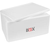 Therm Box Caja térmica de Espuma de poliestireno para refrigeración de Alimentos y Bebidas - Caja de Calentamiento 59,5x39,5x32cm 46,6 litros Blanco XXL Reutilizable