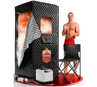 THERMA BLAZE - Sauna portatil para casa 1200W - Generador de vapor 3L y 9 Niveles - Mando a distancia - Sauna Seca Portatil Plegable 180 x 80 x 80 cm - Sauna Portable con Silla, Alfombra y Toalla.