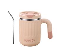 Thermal Cups - 480ml Insulated Stainless Steel Drink Bottle, Long Lasting Leak-resistant Cup with Handle Lid | Portable Tea Coffee Container for Hot Cold Drinks Outdoor Travel Gym Office Everyday Use