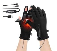 Thermal Gloves - USB Charging Waterproof Mittens | 3-Temp Setting Anti-Slip Windproof Winter Cycling Gloves for Work, Skiing, Motorcycle, Running, Fishing,