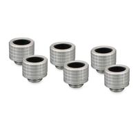 Thermal Grizzly DeltaMate HT14 - Níquel mate - Paquete de 6 - Accesorio de refrigeración por agua de tubo duro - Rosca G1/4 pulgadas, latón mecanizado CNC, anillo de compresión moleteado para tubos