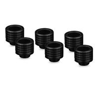 Thermal Grizzly DeltaMate HT16 - Negro mate - Paquete de 6 - Accesorio de refrigeración por agua de tubo duro - Rosca G1/4 pulgadas, latón mecanizado CNC, anillo de compresión moleteado para tubos