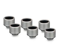 Thermal Grizzly DeltaMate HT16 - Níquel mate - Paquete de 6 - Accesorio de refrigeración por agua de tubo duro - Rosca G1/4 pulgadas, latón mecanizado CNC, anillo de compresión moleteado para tubos