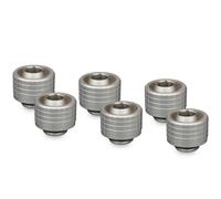Thermal Grizzly DeltaMate ST16 - Níquel mate - Paquete de 6 - Tubo suave de compresión de refrigeración por agua - Rosca G1/4 pulgadas, anillo de compresión moleteado para 10 mm de diámetro interior
