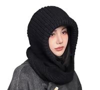 Thermal Hood Beanie - Ladies Winter Neck Cover, Insulated Knit Balaclava Style Hat, Wind Resistant Bib Warmer | Engineered For Snow Sports Trekking Riding Camping Walking Cold Climate Activities