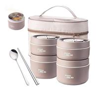 Thermal Lunch Box - Stackable Insulated Lunchs Box,insulated Food Container With Foldable Fork, Portable Food Container With Lunch Bag, Leakproof Stainless Steel Stackable Foods Storage Containers For