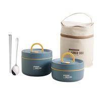 Thermal Lunch Box - Stackable Insulated Lunchs Box,insulated Food Container With Foldable Fork, Portable Food Container With Lunch Bag, Leakproof Stainless Steel Stackable Foods Storage Containers For