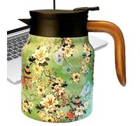 Thermal Tea Pot, Beverage Carafe Dispenser, 33.8 Oz Insulated Flask, Built-In Infuser and Strainer, Stainless Double Wall Pitcher, Ideal for Hot or Cold Coffee, Tea, & Water Storage